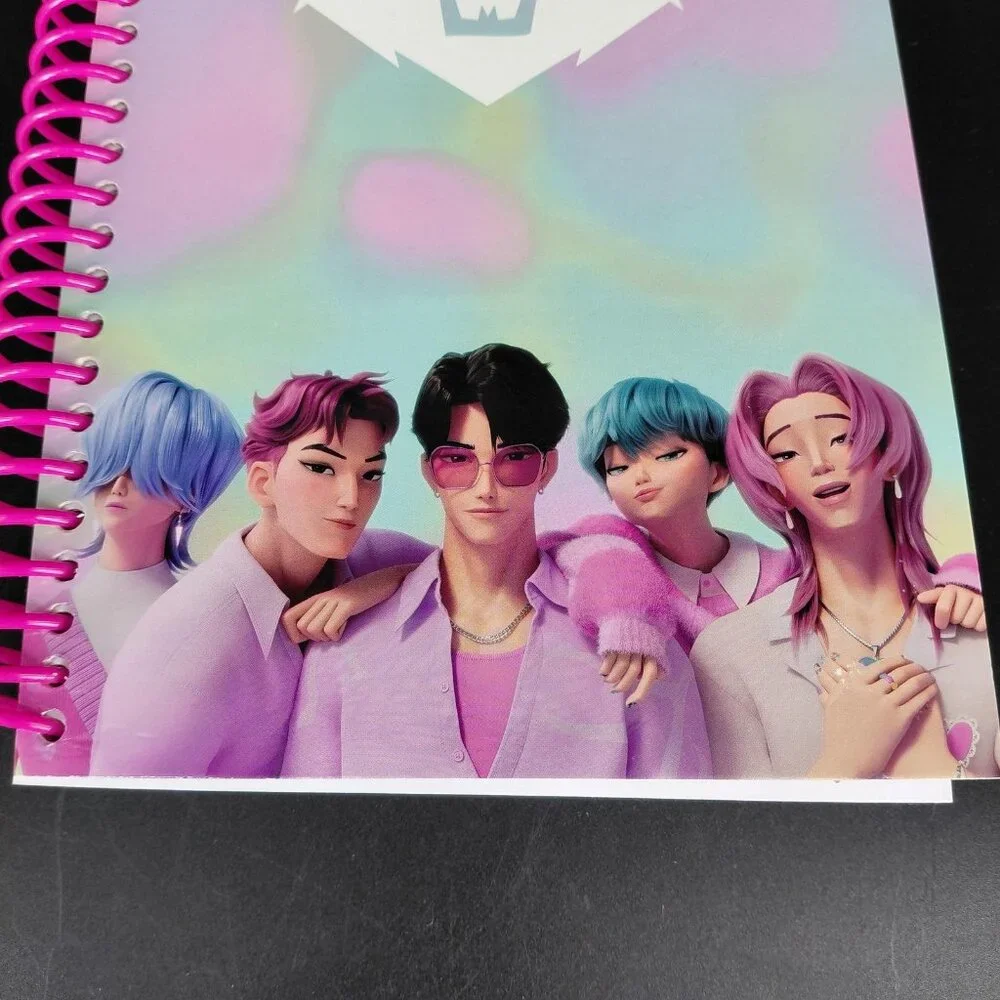 Netflix KPOP Demon Hunters Spiral Journal Notebook A5 Pink Kids Lined Saja Boys